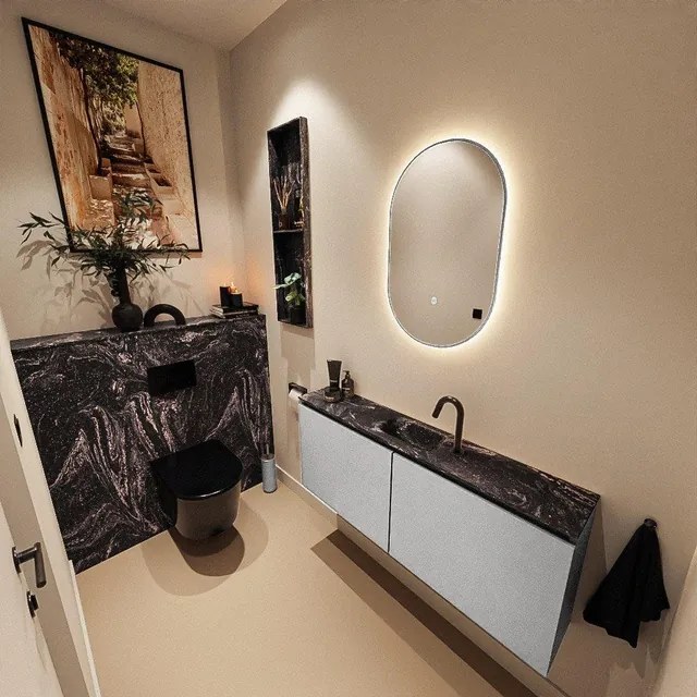 MONDIAZ TURE-DLUX 120cm toiletmeubel Plata. EDEN wastafel Lava positie midden. Met 1 kraangat. TUREDX120PLAM1LAV