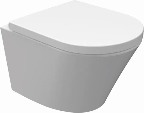 Vesta-Junior rimless hangend toilet diepspoel met zitting compact 47 cm, wit