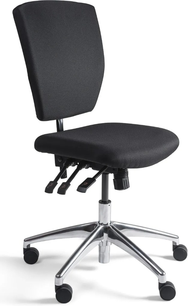 24Designs Bedrijfsstoel En Werkstoel Laag - Stof Zwart - Zithoogte 48 - 63 Cm - Aluminium Onderstel