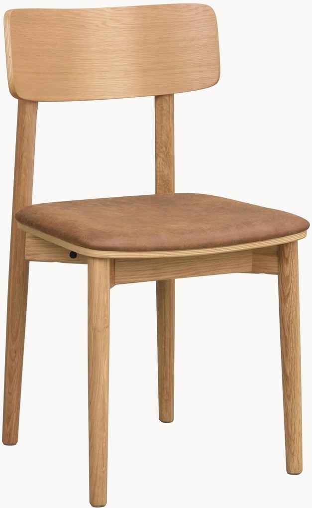 Eetkamerstoelen Wolcott van eikenhout met kunstlederen zitvlak, 2-delig