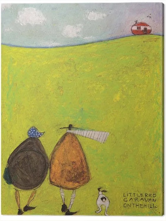Schilderij op canvas Sam Toft - Little Red Caravan on the Hill