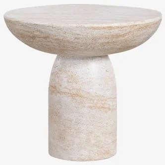 Ronde Bijzettafel Ø50 Cm In Cement Zenadia Look Travertino - Sklum