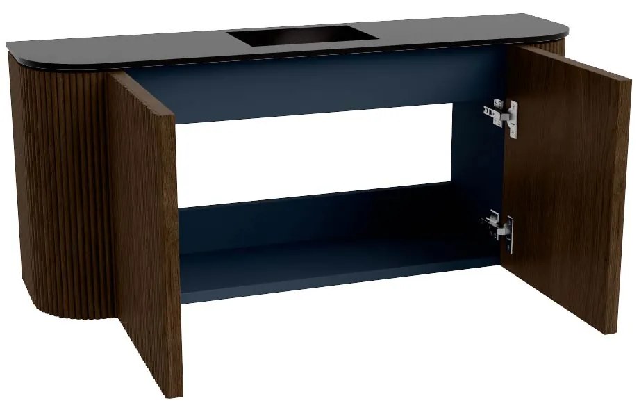 Mondiaz Joya 95cm toiletmeubel ronding links/rechts walnut met wastafel faye midden zonder kraangat urban