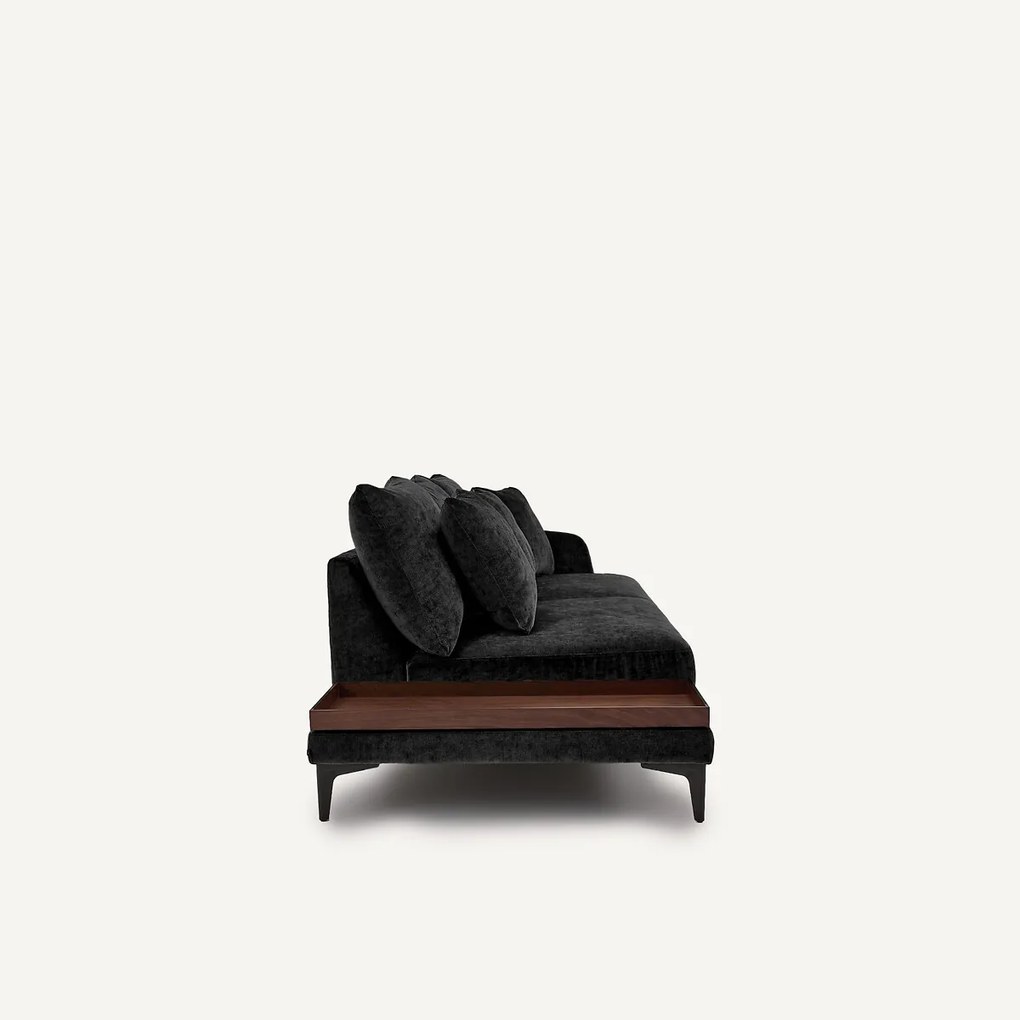 Halve bank met tafelblad, van gemengd fluweel, MODERNISTE