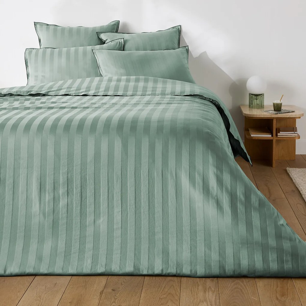 Kussensloop in gewassen satijnkatoen, Victor, gestreept