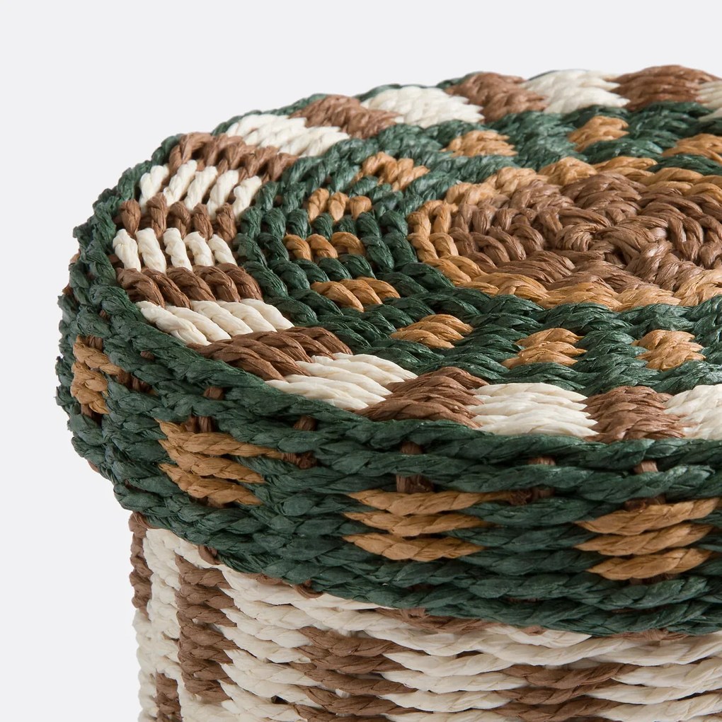 Set van 2 manden met deksel, gevlochten papier, Onaga