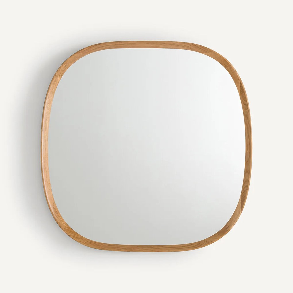Organische spiegel, massief eikenhout en MDF, H80cm, Orion