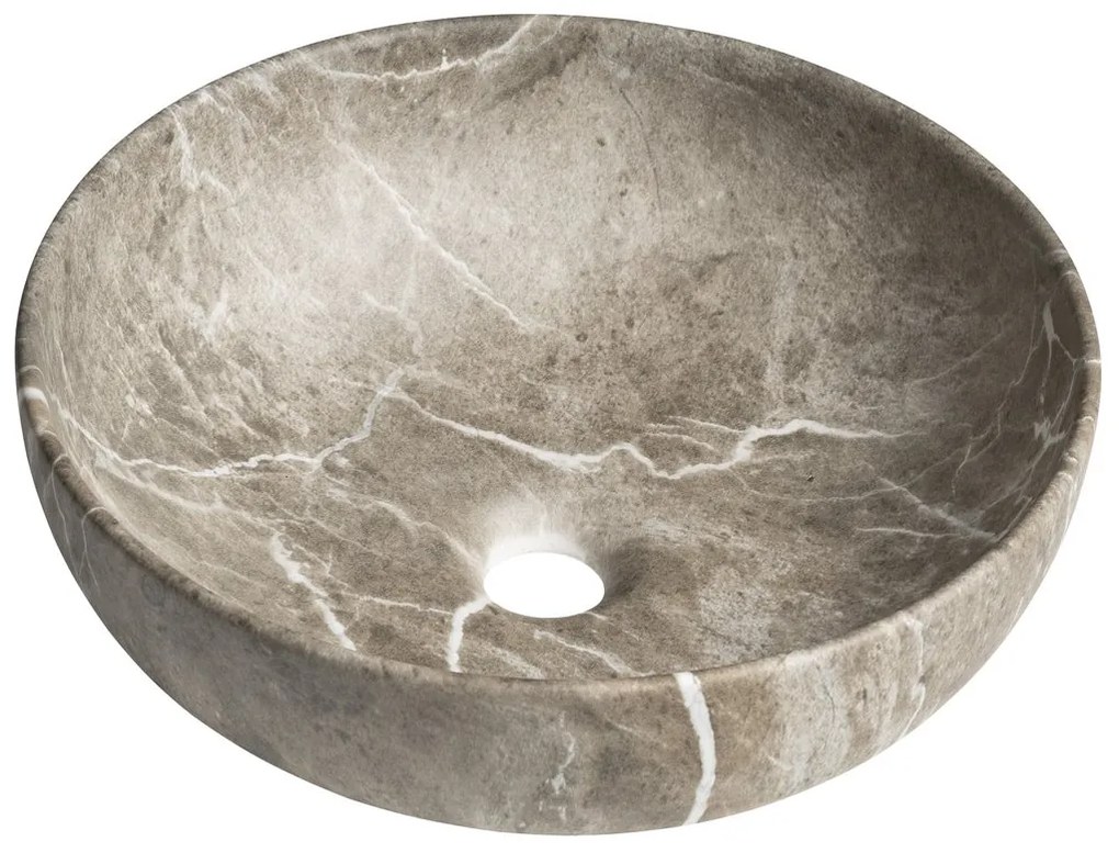 Sapho Rondane keramische waskom 41x41cm bruin marmer