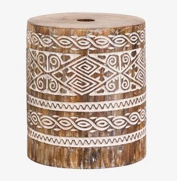 Ronde Parasolvoet 35ø Cm In Hout Ainsa Vintage Wit Hout - Sklum