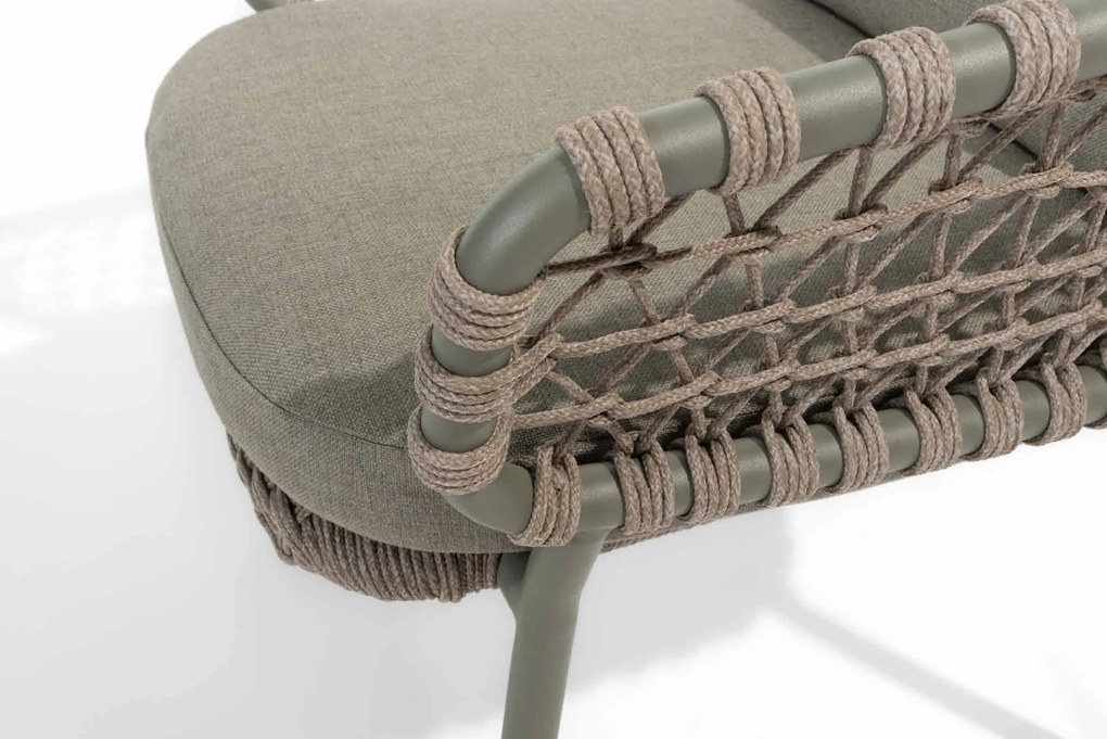 4 Seasons Outdoor Jura tuinset olijfgroen met Montana tafel met keramisch terrazzo blad 240 x 103 cm  Tuinset    taupe weerbestendig