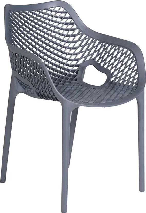 Garden Impressions Air XL kunststof tuinstoel donker grijs 4 stuks