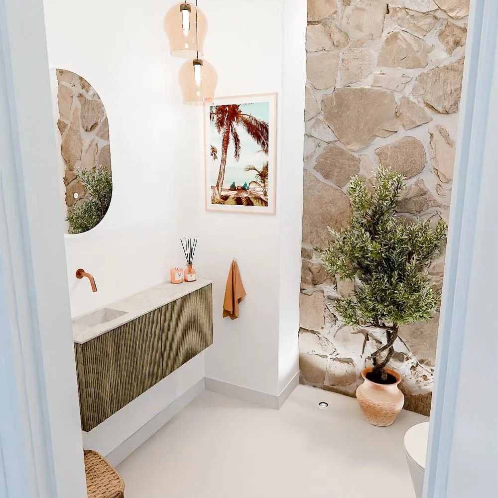 Mondiaz Joya DLux 100cm toiletmeubel dusk met wastafel faye links zonder kraangat ostra