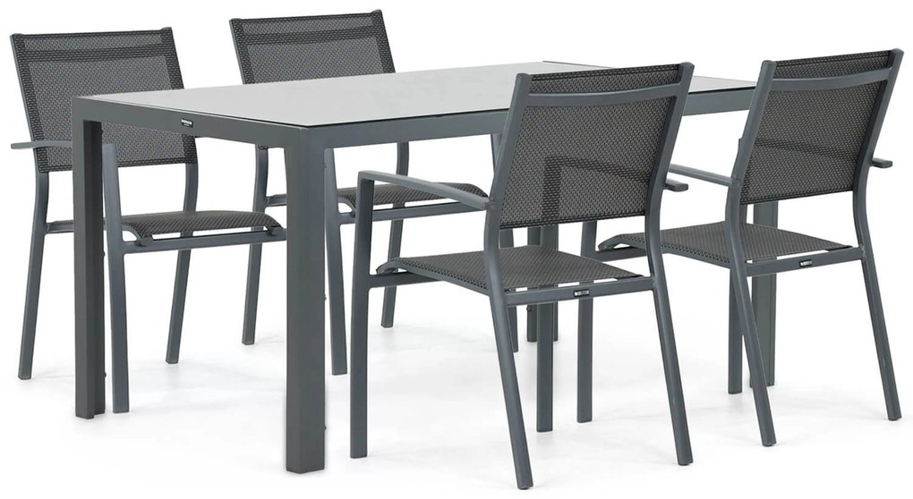 Tuinset 4 personen 150 cm Aluminium/textileen Grijs Lifestyle Garden Furniture Sella/Venustas