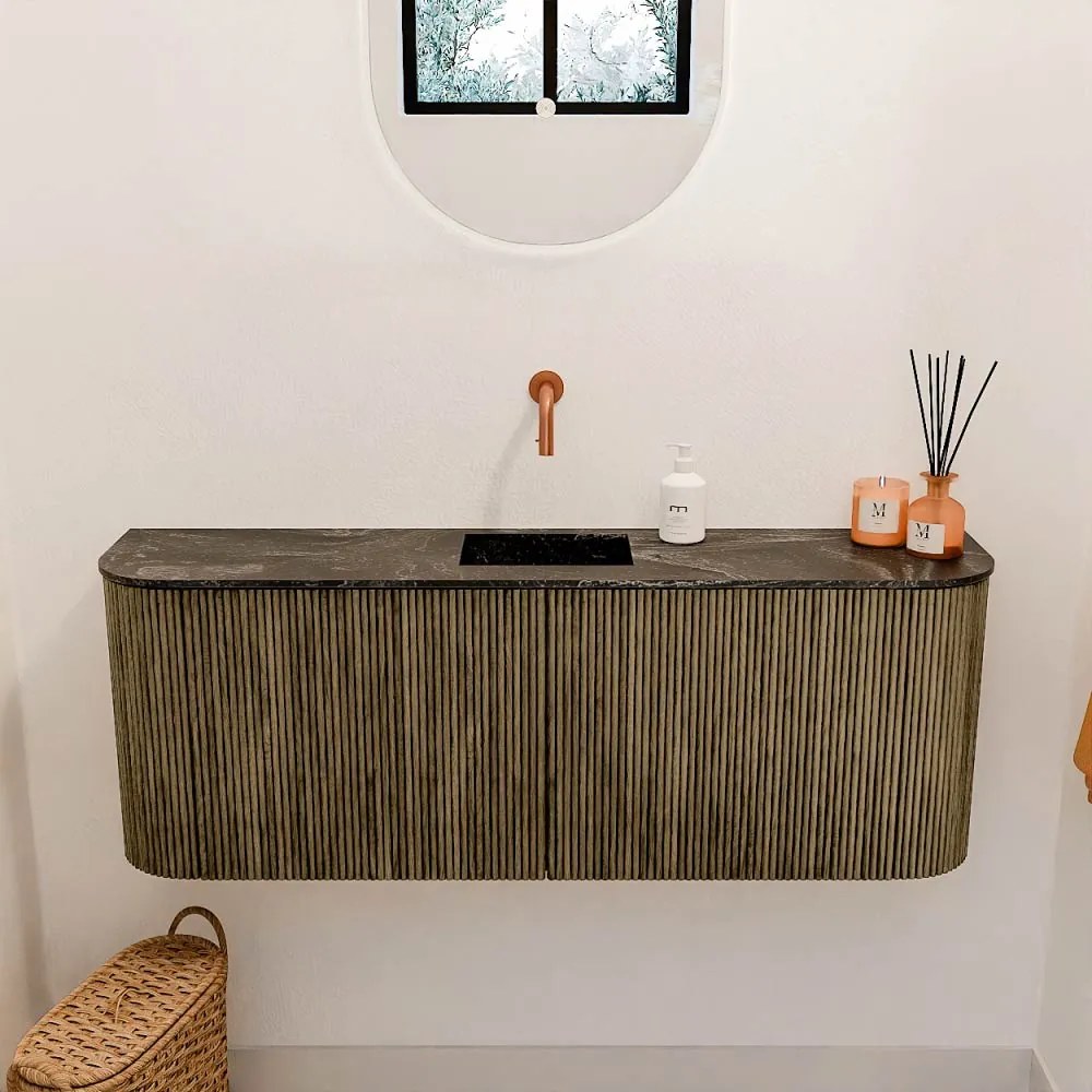 Mondiaz Joya DLux 115cm toiletmeubel ronding links/rechts dusk met wastafel faye midden zonder kraangat lava