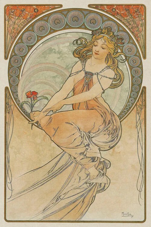 Kunstreproductie The Arts 3, Heavily Distressed, Alfons Mucha