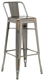Lix Hoge Kruk 75 Cm Met Rugleuning In Geborsteld Staal Staal - Sklum