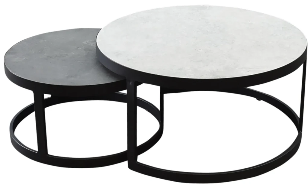 Montenegro salontafels 80 cm rond en 60 cm rond keramiek antraciet