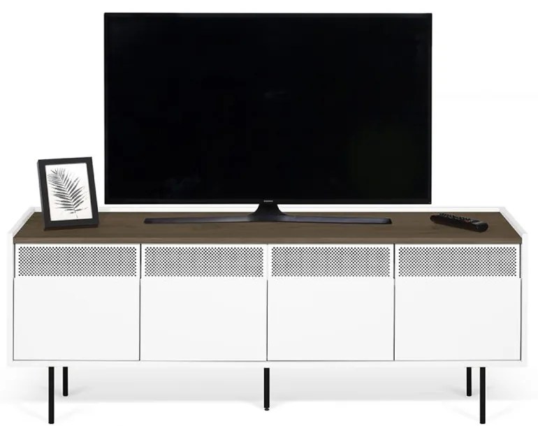 TemaHome Radio Wit Tv-meubel Met Walnoot Blad - 160x43x60cm.