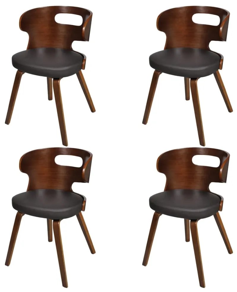 vidaXL Eetkamerstoelen 4 st gebogen hout en kunstleer bruin