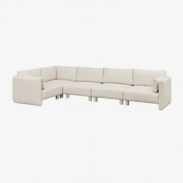 5-delige Modulaire Hoekbank Links In Artemisa Bouclé Stof Crèmebeige Boucléstof - Sklum