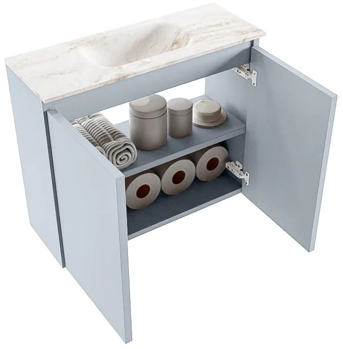 Mondiaz Ture DLux toiletmeubel 60cm clay met wastafel frappe midden zonder kraangat