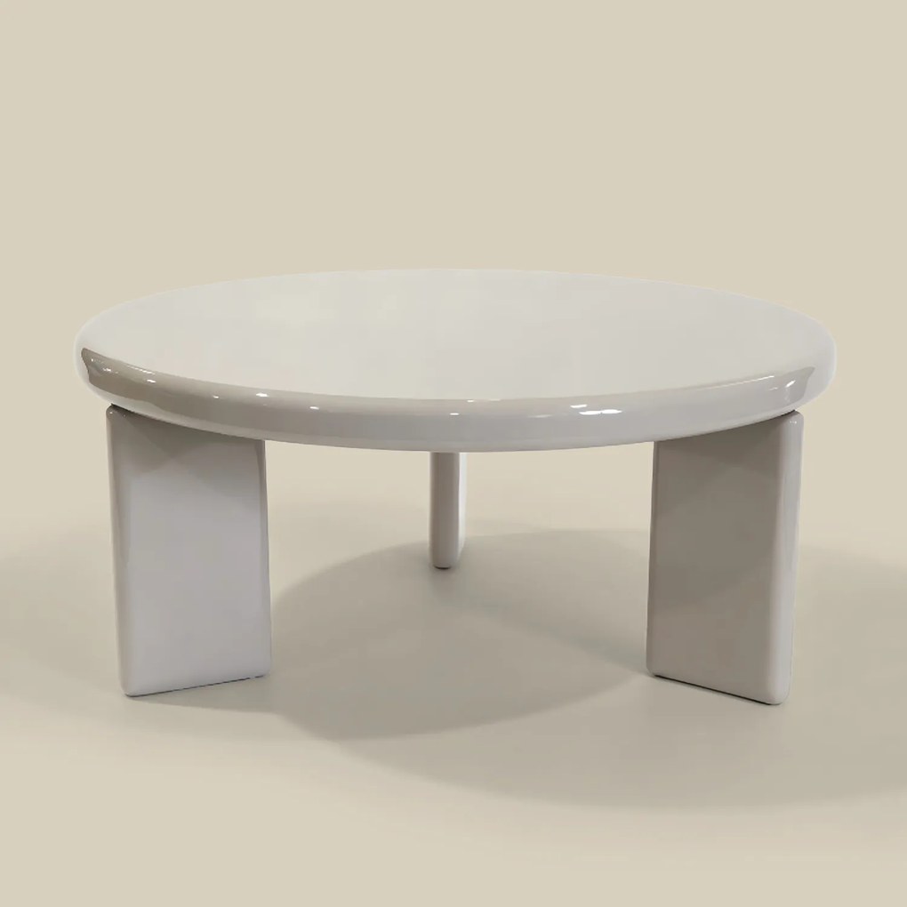 Ronde Salontafel Hoogglans Beige - 80 X 80cm.