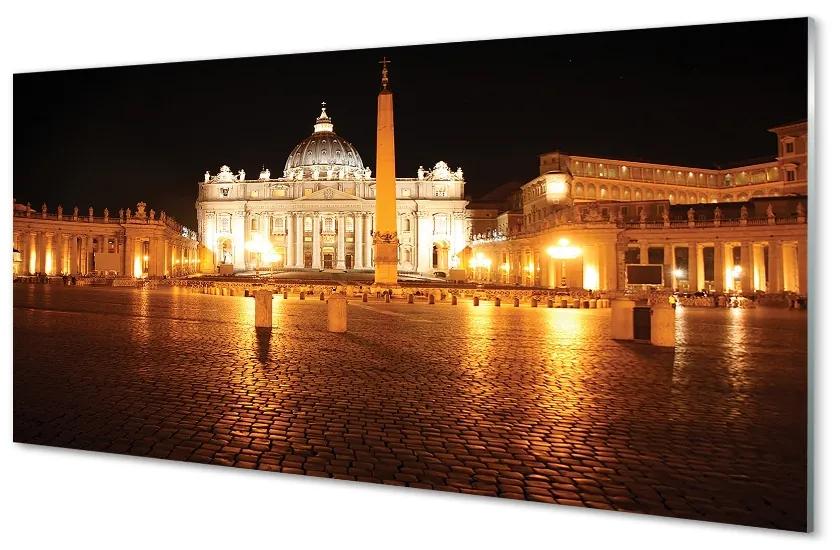 Foto op glas Rome basilica square night 100x50 cm