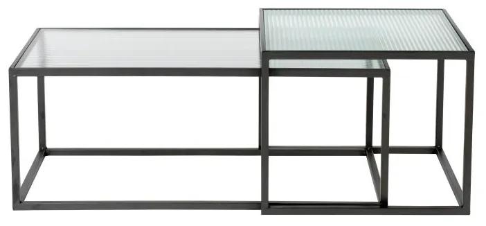 Dutchbone Salontafel Boli Set van 2 45 cm cm - Glas - IJzer - Dutchbone - Industrieel & robuust