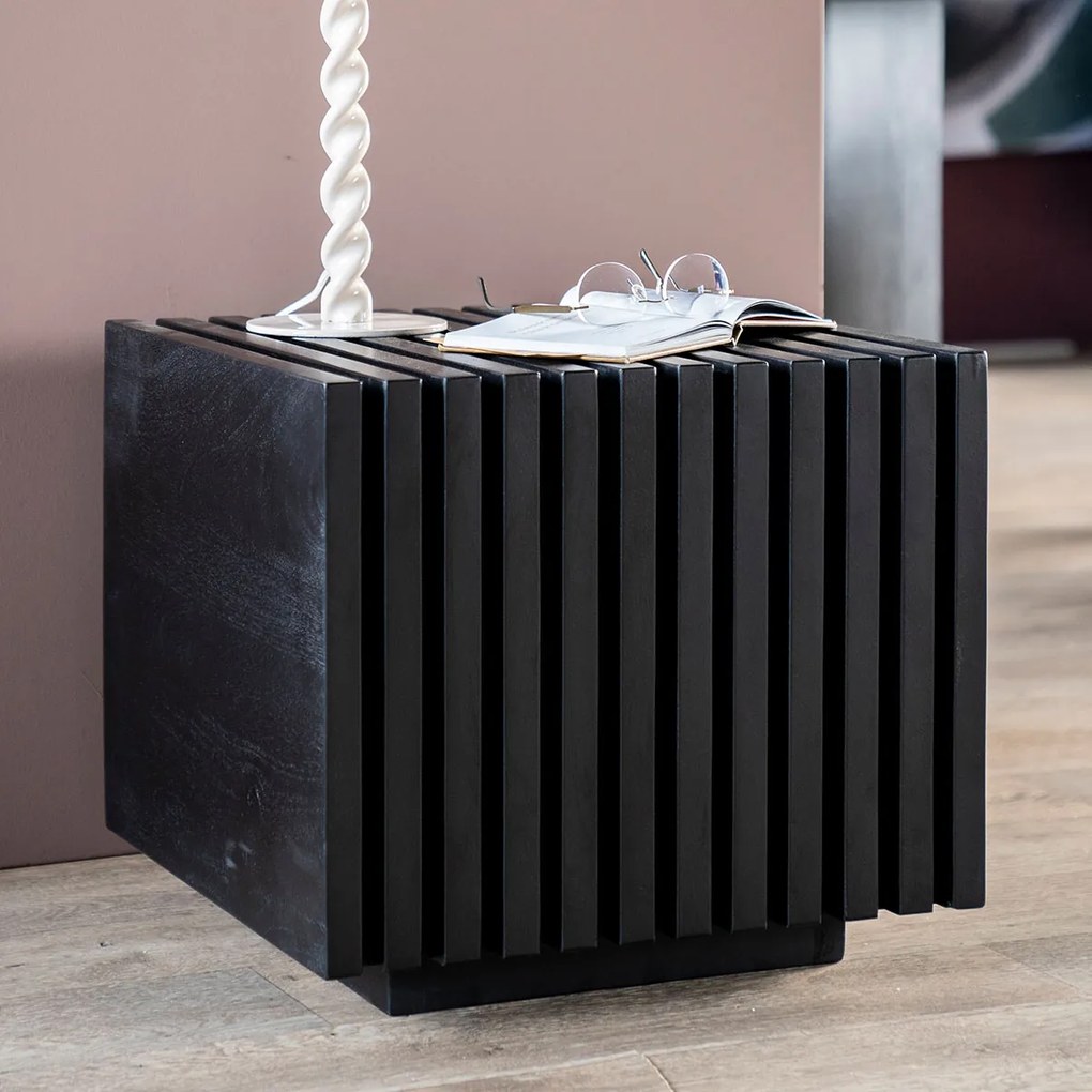 Eleonora Tom Blok Bijzettafel Zwart Hout - 50 X 50cm.