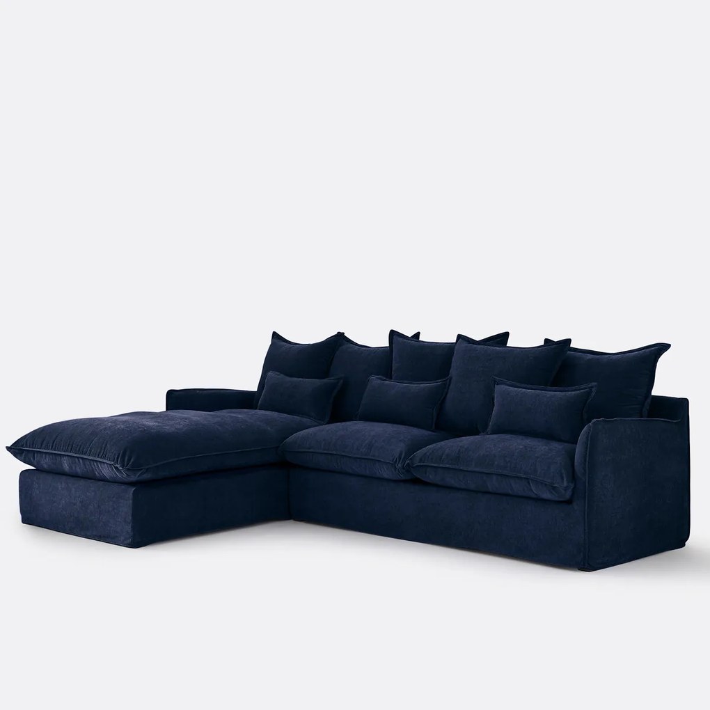 Hoekbank links, omvormbaar, afneembare hoes, 4-zits, gemêleerd polyester, ODNA