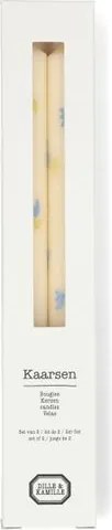 Dinerkaarsen, met bloemen, 25 cm, 2 stuks