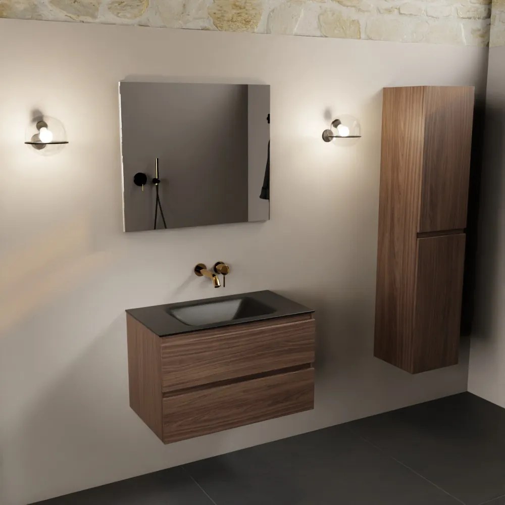 Mondiaz Aivy badmeubel 80cm mocha met wastafel solid surface urban midden zonder kraangat