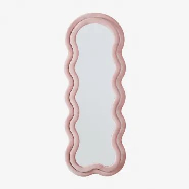 Onregelmatige Wandspiegel 60x160 Cm Bekleed Evelyn Fluwelen Roze - Sklum