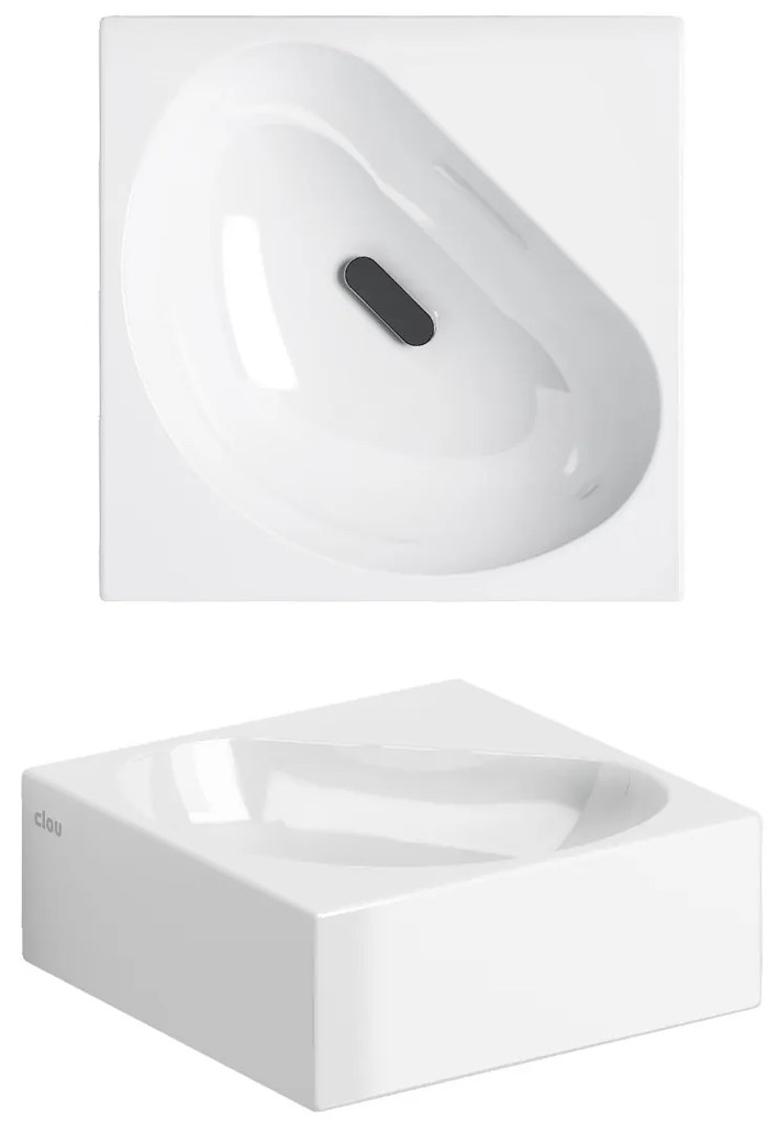 Clou Flush 5 keramische hoekfontein 27cm zonder kraangat wit glans