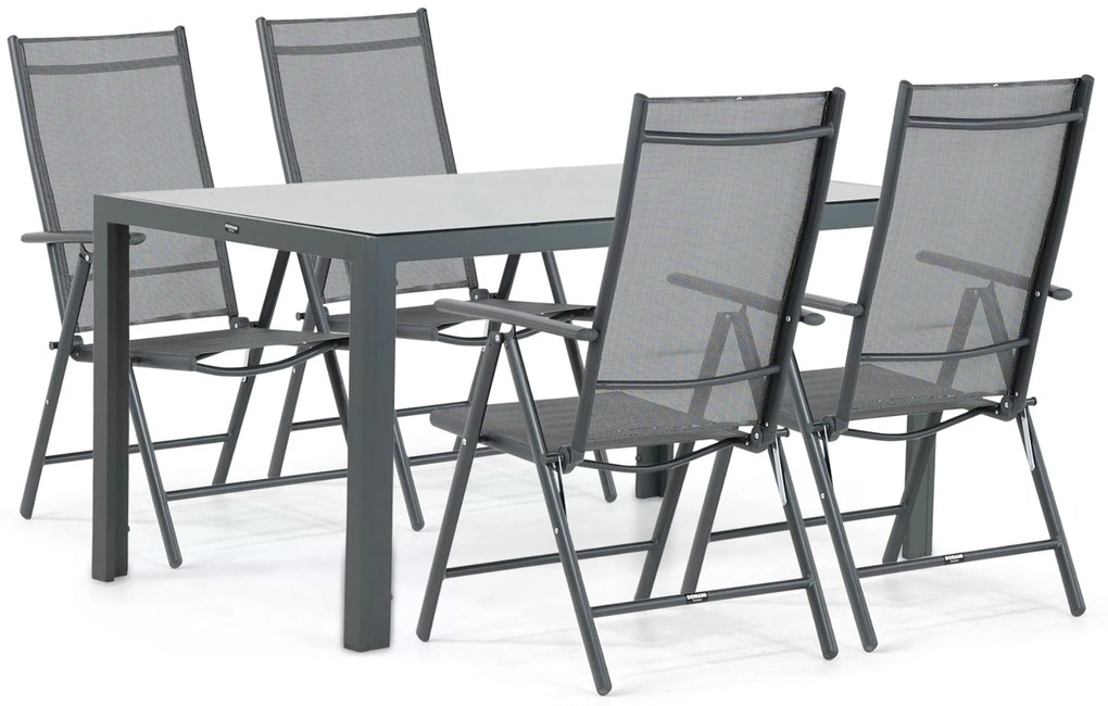 Tuinset 4 personen 150 cm Aluminium/textileen Grijs Domani Furniture Manu/Venustas
