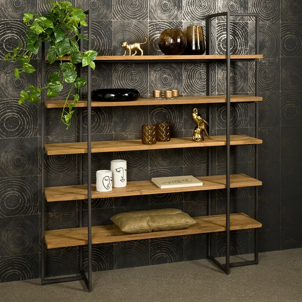 Tower Living Teakhouten Stellingkast Felino - 155x35x180cm.