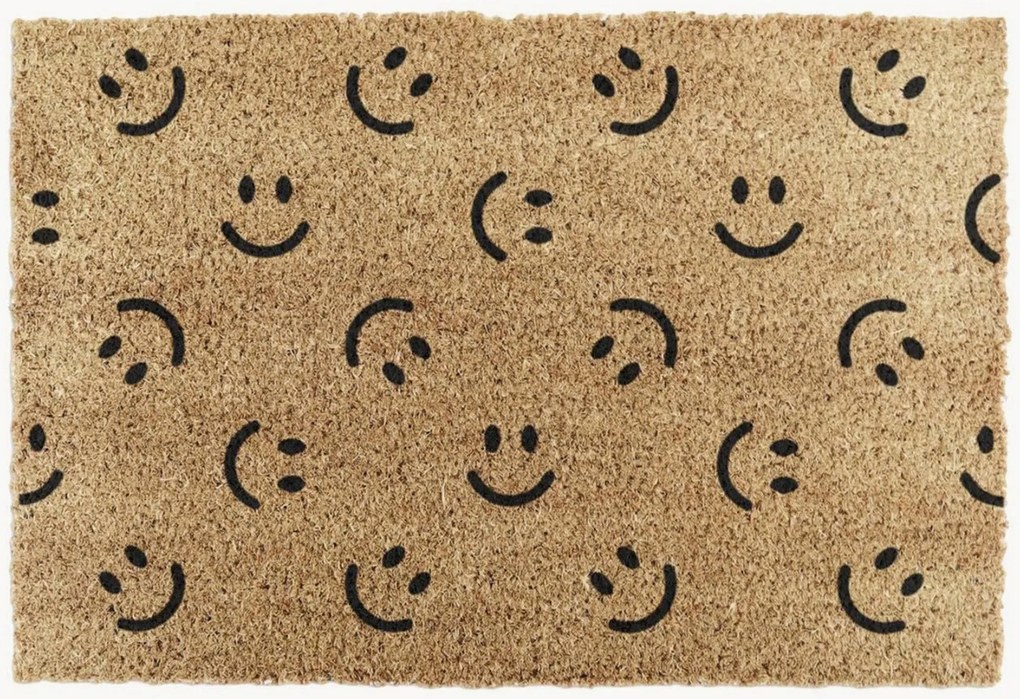 Handgemaakte kokos deurmat Smiley Face