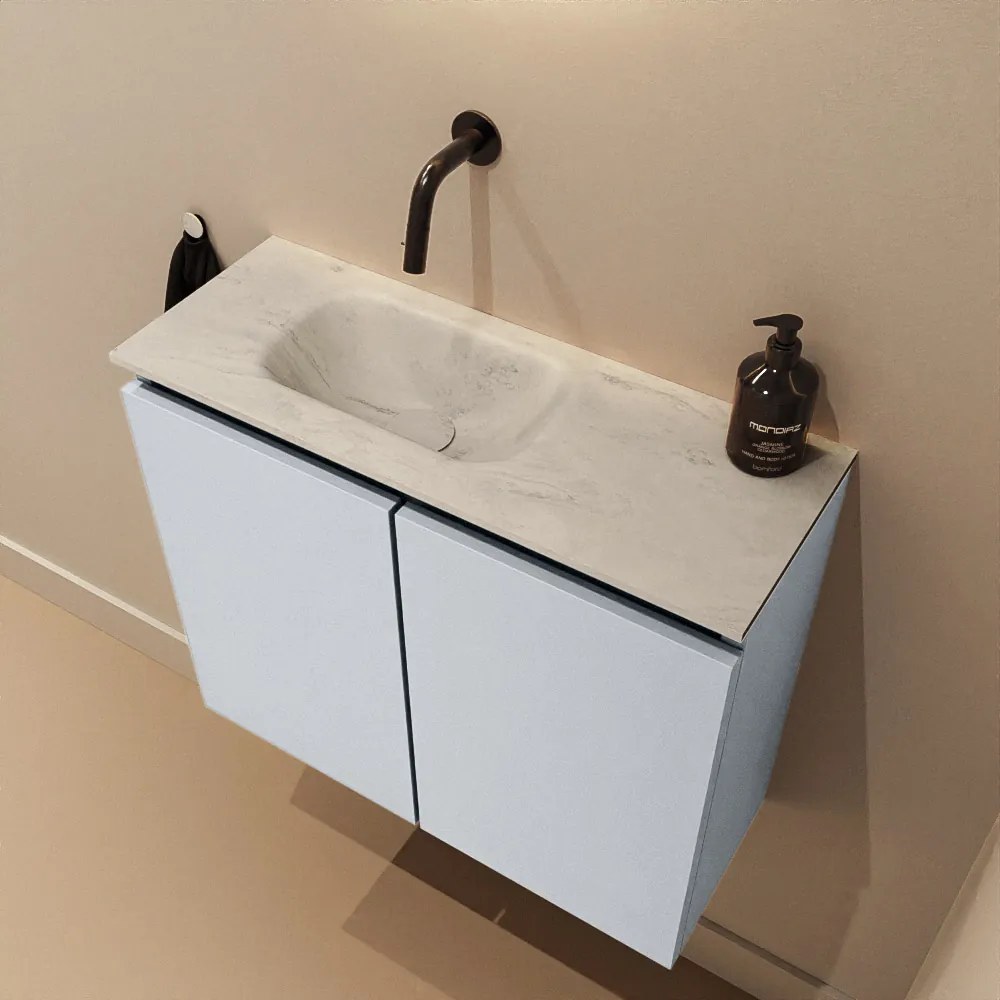 Mondiaz Ture DLux toiletmeubel 60cm clay met wastafel opalo links zonder kraangat