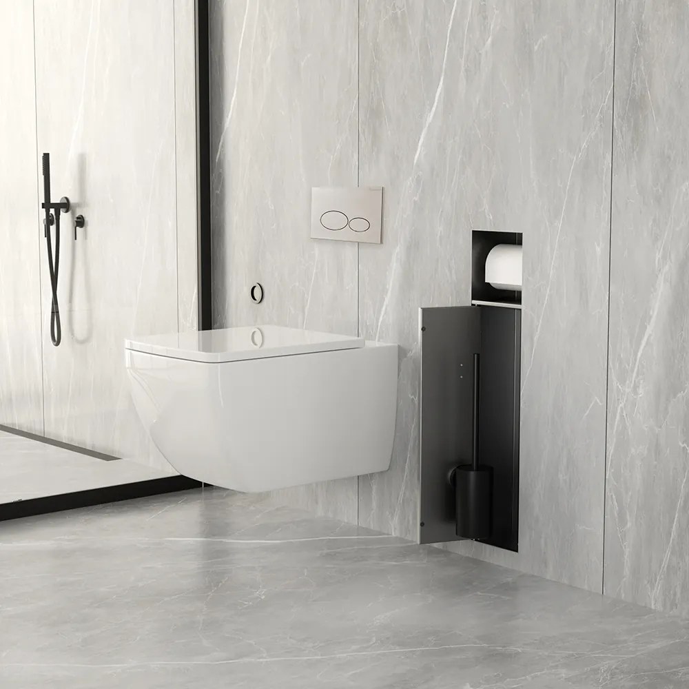 Mueller Ferro inbouw toiletrol en borstelhouder betegelbaar gunmetal