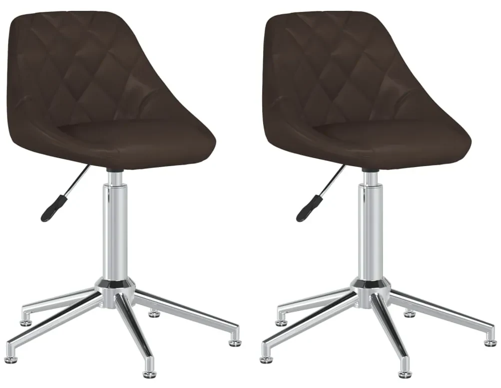 vidaXL Eetkamerstoelen draaibaar 2 st kunstleer bruin