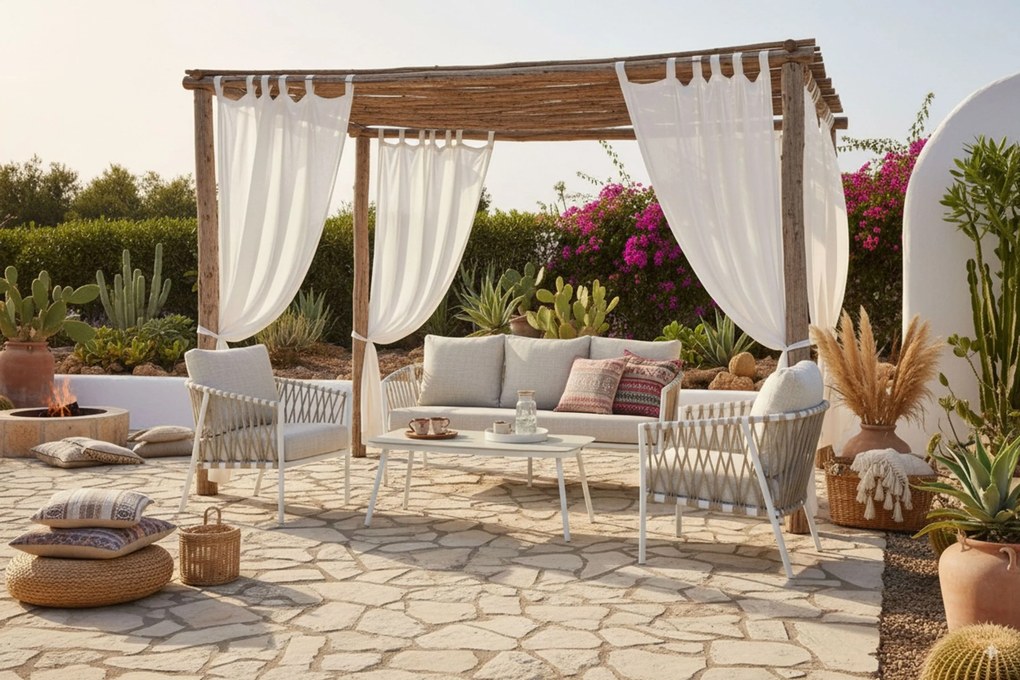 Stoel en Bank Loungeset 5 personen Aluminium/rope Wit  Lifestyle Garden Furniture Feraro
