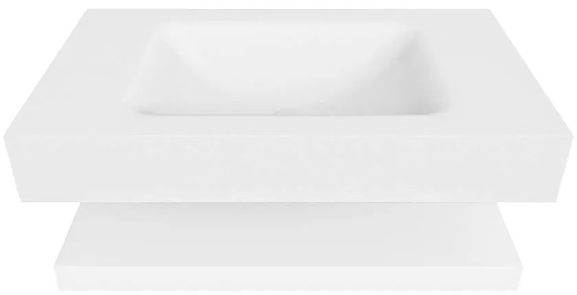 Zaro Alan badmeubel 80cm met planchet talc en vrijhangende wastafel cloud midden zonder kraangat talc