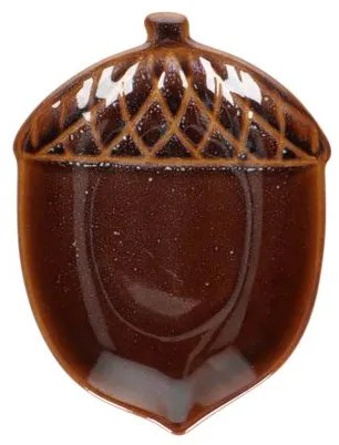 Schaal eikel, steengoed, bruin, 15 x 11.5 x 1.8 cm