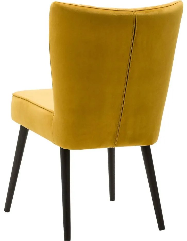 Goossens Eetkamerstoel Rob geel velvet stof leuning, urban industrieel