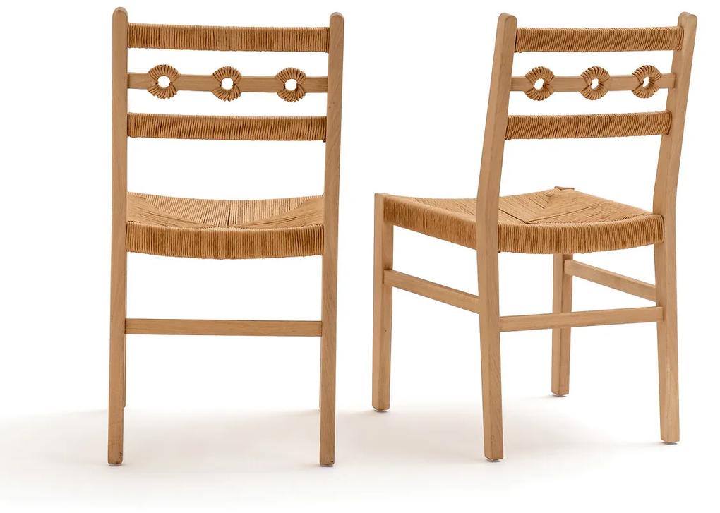 Set van 2 stoelen eik en vlechtwerk, Menorca