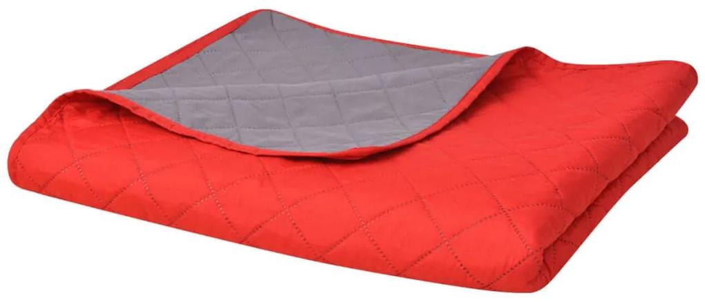 vidaXL 131557  Double-sided Quilted Bedspread Red and Grey 230x260 cm