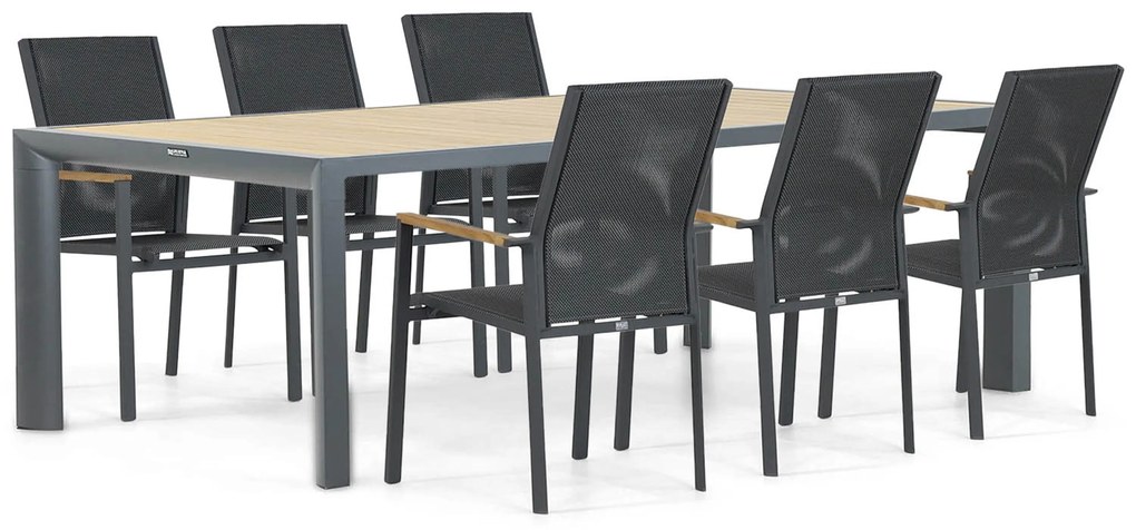 Tuinset 6 personen 240 cm Aluminium/textileen Grijs Presto Ricadi/Borello