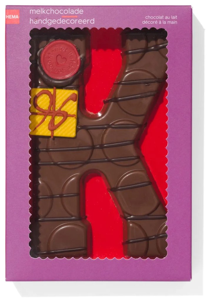 HEMA Handgedecoreerde Chocoladeletter Melk K 200gram