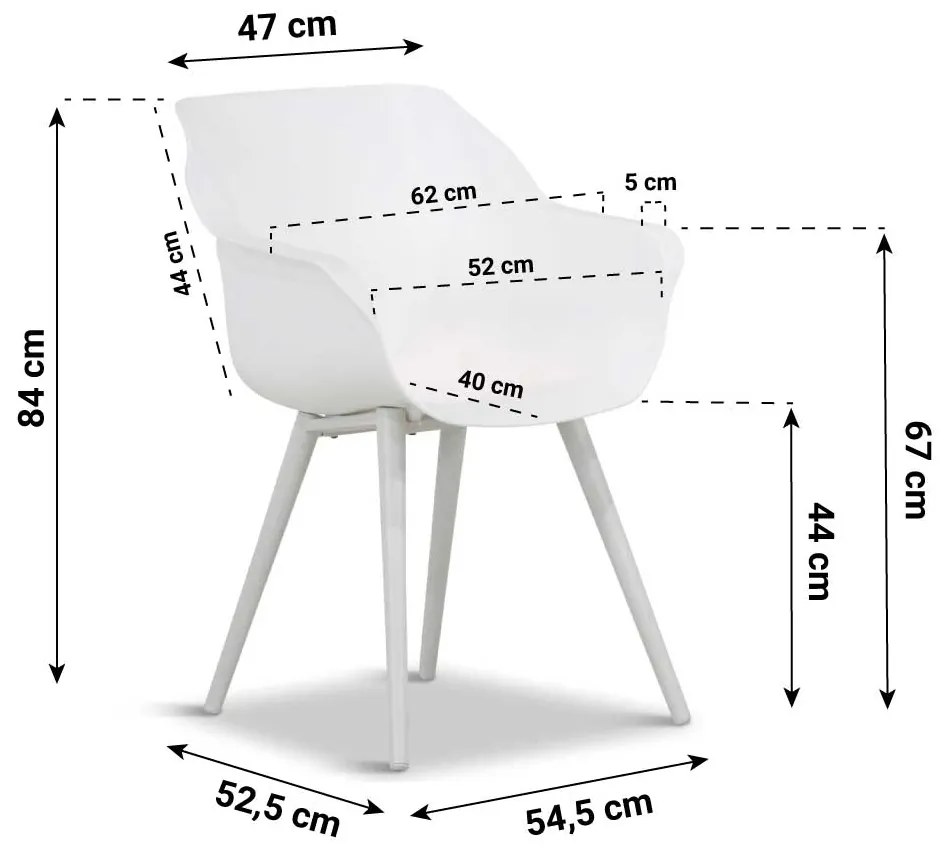 Tuinset Ronde Tuintafel 4 personen 125 cm Kunststof /Aluminium/polywood Wit  Hartman Sophie