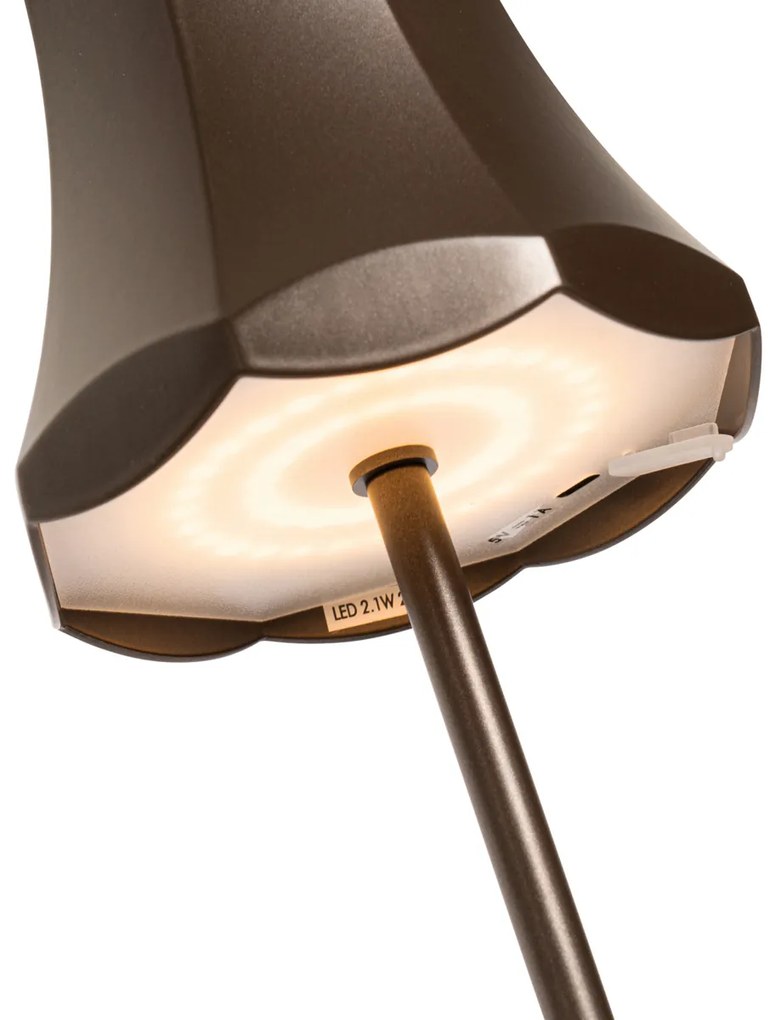 Buitenlamp met dimmer LED Retro tafellamp met dimmer donkerbrons oplaadbaar IP44 - Granny Retro IP44 Buitenverlichting Lamp